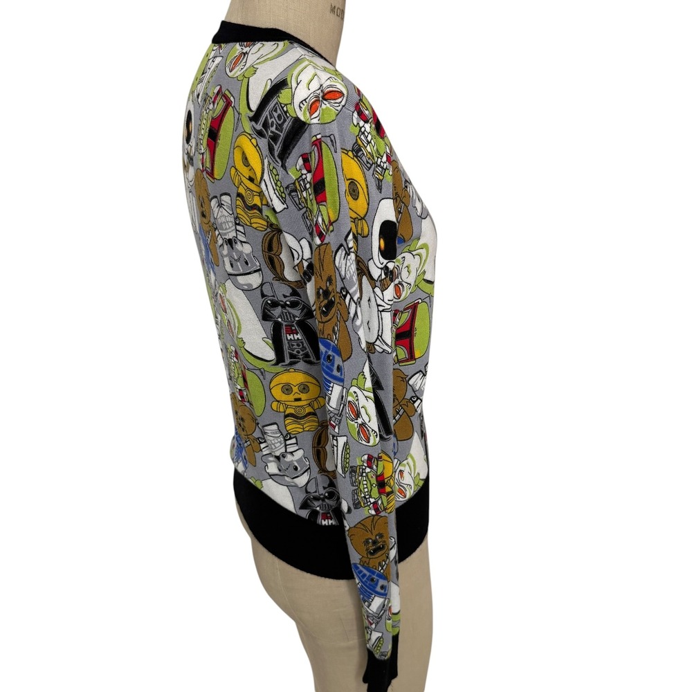 Star Wars We Love Fine Cardigan Sweater Womens S Chibi Character Lightweight - Picture 7 of 8